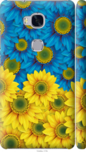 Чехол на Huawei Honor 5X Жёлто-голубые цветы 1048m-176 (Желтый)