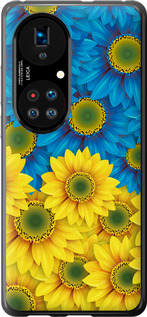 Чехол на Huawei P50 Жёлто-голубые цветы 1048u-2292 (Желтый)