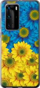 Чехол на Huawei P40 Pro Жёлто-голубые цветы 1048t-1839 (Желтый)