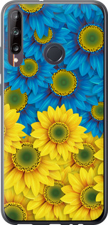 Чехол на Huawei P40 Lite E Жёлто-голубые цветы 1048t-1875 (Желтый)