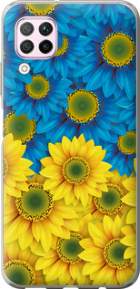 Чехол на Huawei P40 Lite Жёлто-голубые цветы 1048u-1887 (Желтый)