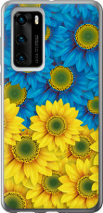 Чехол на Huawei P40 Жёлто-голубые цветы 1048u-1840 (Желтый)