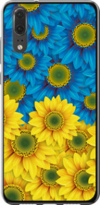 Чехол на Huawei P20 Жёлто-голубые цветы 1048u-1396 (Желтый)