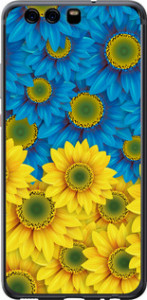 Чехол на Huawei P10 Жёлто-голубые цветы 1048u-780 (Желтый)