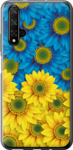 Чехол на Huawei Nova 5T Жёлто-голубые цветы 1048u-1833 (Желтый)