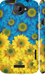 Чехол на HTC One X Жёлто-голубые цветы 1048c-42 (Желтый)