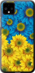 Чехол на Google Pixel 4 XL Жовто-блакитні квіти 1048u-1754 (Жовтий)