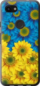 Чехол на Google Pixel 3a XL Жовто-блакитні квіти 1048t-1713 (Жовтий)