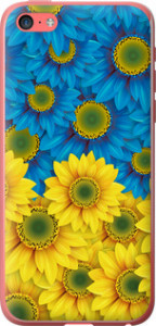 Чехол на iPhone 5c Жёлто-голубые цветы 1048t-23 (Желтый)