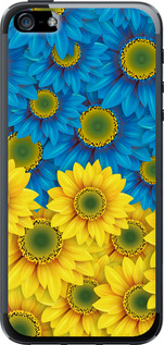 Чехол на iPhone 5 Жёлто-голубые цветы 1048u-18 (Желтый)