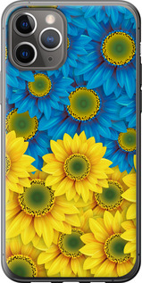 Чехол на iPhone 11 Pro Жёлто-голубые цветы 1048u-1788 (Желтый)