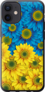 Чохол на iPhone 12 Mini Жовто-блакитні квіти 1048t-2071 (Жовтий)