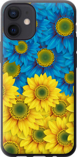 Чохол на iPhone 12 Mini Жовто-блакитні квіти 1048u-2071 (Жовтий)