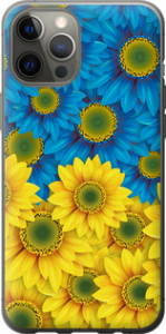 Чохол на iPhone 12 Pro Max Жовто-блакитні квіти 1048t-2054 (Жовтий)