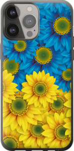 Чехол на iPhone 13 Pro Max Жёлто-голубые цветы 1048t-2371 (Желтый)