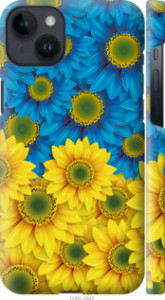 Чехол на iPhone 14 Plus Жёлто-голубые цветы 1048m-2645 (Желтый)