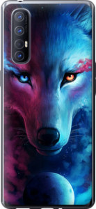 Чехол на Oppo Reno 3 Pro Арт-волк 3999u-1878 (Розовый)