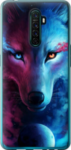 Чехол на Oppo Reno Ace Арт-волк 3999t-1964 (Розовый)