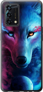 Чехол на Oppo A95 Арт-волк 3999u-2345 (Розовый)