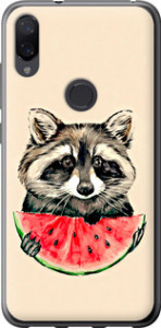 Чехол на Xiaomi Mi Play Енотик з арбузом 4605u-1644 (Сірий)