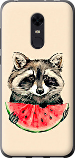 Чохол на Xiaomi Redmi 5 Plus Енотик з кавуном 4605u-1347 (Сірий)
