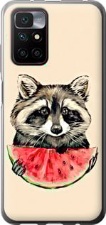 Чохол на Xiaomi Redmi 10 Єнот з арбузом 4605u-2488 (Сірий)