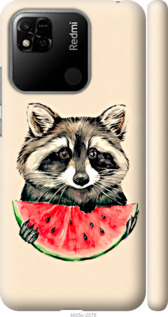 Чохол на Xiaomi Redmi 10A Єнотик з кавуном 4605m-2578 (Сірий)