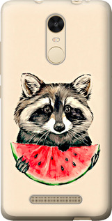 Чехол на Xiaomi Redmi Note 3 Енотик с арбузом 4605t-95 (Серый)