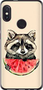 Чехол на Xiaomi Redmi Note 5 Енотик с арбузом 4605u-1516 (Серый)