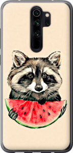 Чохол на Xiaomi Redmi Note 8 Pro Єнотик з арбузом 4605u-1783 (Сірий)