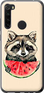Чохол на Xiaomi Redmi Note 8 Єнотик з арбузом 4605t-1787 (Сірий)