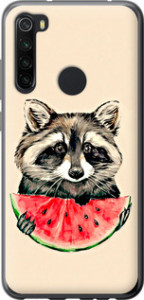 Чохол на Xiaomi Redmi Note 8 Єнотик з арбузом 4605t-1787 (Сірий)