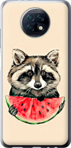 Чохол на Xiaomi Redmi Note 9T Єнотик з кавуном 4605u-2261 (Сірий)