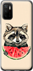 Чохол на Xiaomi Redmi Note 10 5G Єнот із кавуном 4605u-2556 (Сірий)