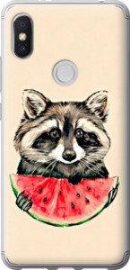 Чехол на Xiaomi Redmi S2 Енотик с арбузом 4605u-1494 (Серый)