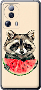 Чехол на Xiaomi 13 Lite Енотик з арбузом 4605u-3017 (Сірий)