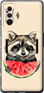 Чохол на Xiaomi Poco F4 GT Єнотик з кавуном 4605u-2958 (Сірий)