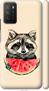Чехол на Xiaomi Poco M3 Енотик з арбузом 4605m-2200 (Сірий)