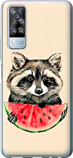 Чехол на Vivo Y51 2020 Енотик з арбузом 4605u-2241 (Сірий)