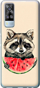 Чехол на Vivo Y51 2020 Енотик с арбузом 4605u-2241 (Серый)