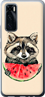 Чехол на Vivo V20 SE Енотик с арбузом 4605u-2128 (Серый)