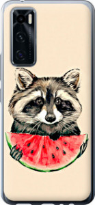 Чехол на Vivo V20 SE Енотик с арбузом 4605u-2128 (Серый)