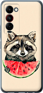 Чехол на Tecno Camon 18 Premier Енотик с арбузом 4605u-2652 (Серый)