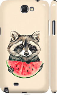 Чехол на Samsung Galaxy Note 2 N7100 Енотик с арбузом 4605m-17 (Серый)