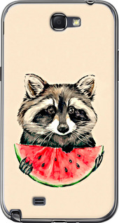 Чехол на Samsung Galaxy Note 2 N7100 Енотик с арбузом 4605u-17 (Серый)