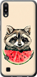 Чехол на Samsung Galaxy M10 Енотик с арбузом 4605u-1661 (Серый)