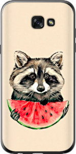Чехол на Samsung Galaxy A7 (2017) Енотик с арбузом 4605t-445 (Серый)