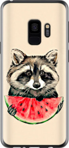 Чехол на Samsung Galaxy S9 Енотик с арбузом 4605u-1355 (Серый)