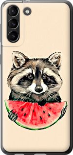 Чехол на Samsung Galaxy S21 Plus Енотик с арбузом 4605u-2115 (Серый)