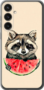 Чехол на Samsung Galaxy S23 FE Енотик с арбузом 4605u-3136 (Серый)